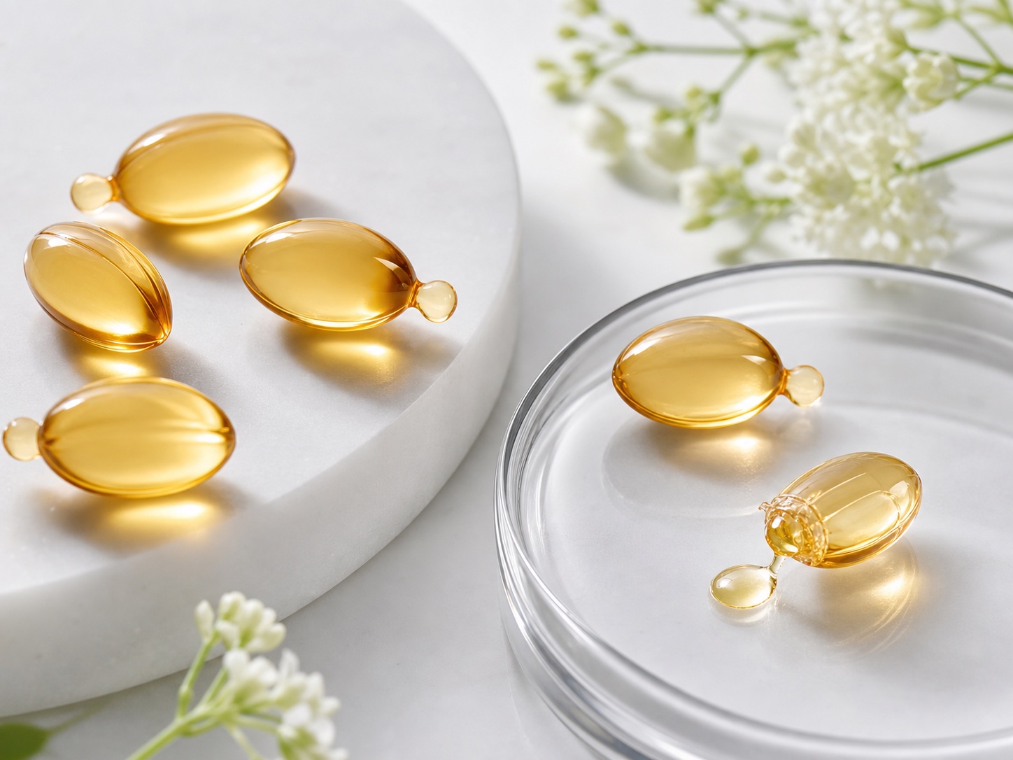 Amber facial serum capsules for single-dose skincare oil OEM